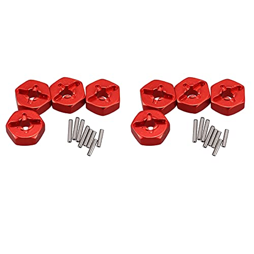 Kufughty 8Pcs 12 Mm Kombinierer Rad Naben Sechskant Adapter Aus Aluminium Legierung für 144001 1/14 RC Auto Teile, Rot von Kufughty