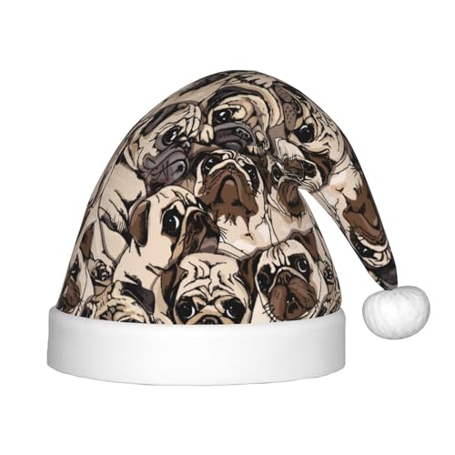 Kuilepa Weihnachtsmütze mit Mops-Druck, Weihnachtsmütze für Kinder, Unisex, bequem für Weihnachten, Neujahr, Feiertage, Partyzubehör Kuilepa Weihnachtsmütze mit Mops-Druck, Weihnachtsmütze für Kinder, Unisex, bequem für Weihnachten, Neujahr, Feiertage, Partyzubehör von Kuilepa