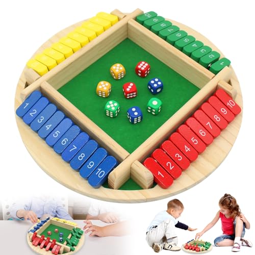 Kujinova Shut The Box Spiel, Würfelspiel Holz 4 Spieler, Brettspiel aus Holz 26,2 cm x 1 cm, Klappbrett Spiel ab 3 Jahre, Weist Keine Grate Auf für Kinder und Erwachsene Reisen, Picknicks von Kujinova