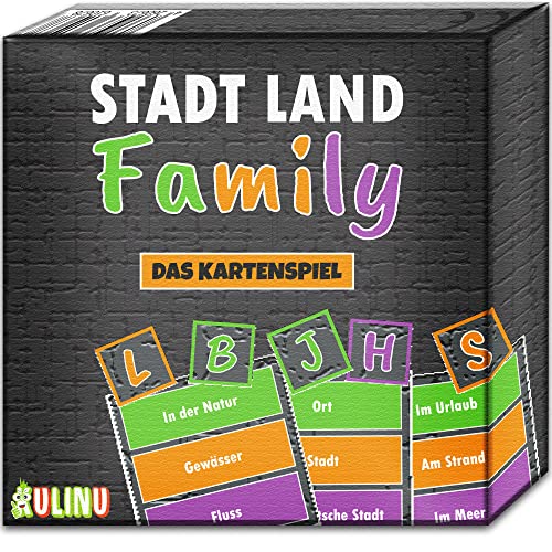 Gesellschaftsspiel - Stadt, Land, Family - Das fairste Kartenspiel Aller Zeiten - Stadt Land Fluss Lernspiel für Kinder ab 8 Jahren - Geschenk-Idee (Kartenspiel - 55 Karten) von Kulinu