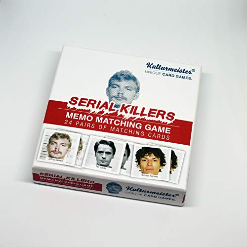 Kulturmeister - Notorious Serial Killers Memory Match Game - Spannendes Memory Matching-Spiel mit Serienmörder-Thema, engagieren Sie sich für tollen Kartenspaß für Spieleabende & Puzzle-Enthusiasten von Kulturmeister