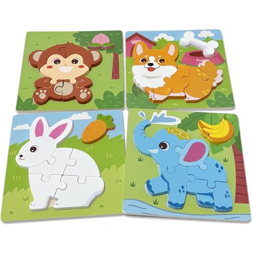 Kulveanju Holzpuzzle ab 1 Jahr, 4 Stück Tier Steckpuzzle Holz, Montessori Holzspielzeug Baby, Lernendes Pädagogisches Greifpuzzle Spielzeug Babyspielzeug Geschenk Mädchen und Jungen Kinder ab 2 Kulveanju Holzpuzzle ab 1 Jahr, 4 Stück Tier Steckpuzzle Holz, Montessori Holzspielzeug Baby, Lernendes Pädagogisches Greifpuzzle Spielzeug Babyspielzeug Geschenk Mädchen und Jungen Kinder ab 2 von Kulveanju