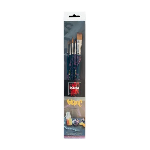 KUM 5147516 - Künstlerpinsel Set Volane, 5 Pinsel für Öl- und Acrylmalerei von Kum