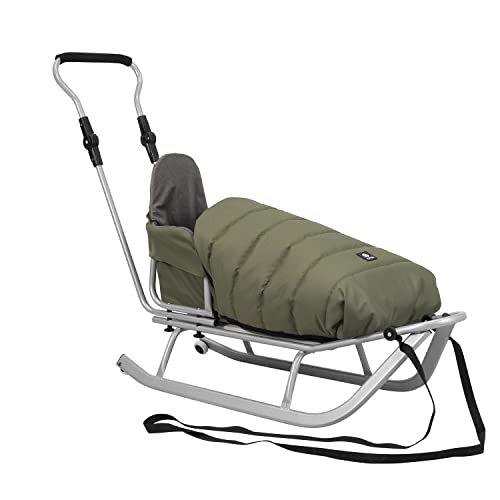 Schlitten für Kinder mit Kinderschlitten Rocker mit Rückenlehne Führung (Khaki) von Kunert