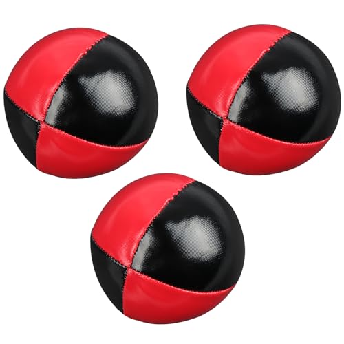 Jonglierbälle Kinder für Erwachsene, Zirkus Spielzeug für Anfänger Professionelles mit Aufbewahrungsbeutel, 3 Stück Set Juggling Balls (5 X 5cm, 60g, Schwarz-Rot) von Kungfu Mall