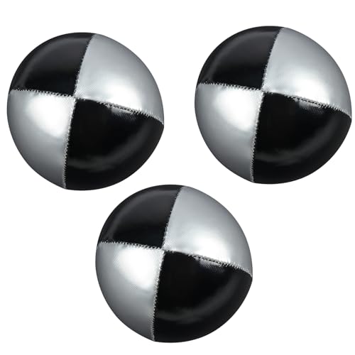 Jonglierbälle Kinderfür Erwachsene, Juggling Balls für Anfänger Professionelles mit Aufbewahrungsbeutel, 3 Stück Set Zirkus Spielzeug (5 X 5cm, 60g, Splitter-Schwarz) von Kungfu Mall