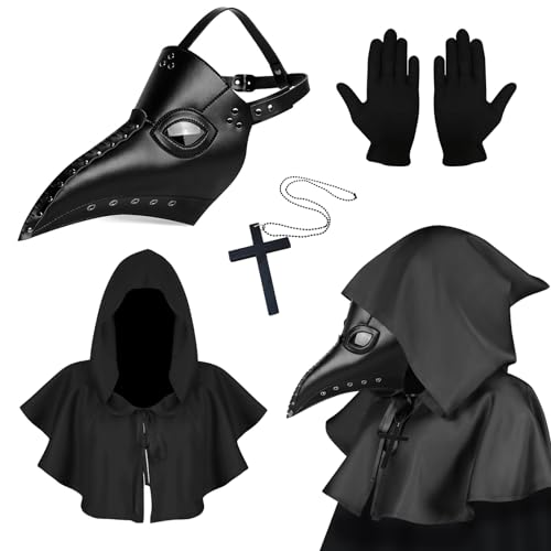 Kungfu Mall Plague Doctor Maske, Steampunk Lange Nase Vogelmaske, Halloween Vogel Schnabel Maske, Halloween Kostüm Requisiten Maske, Retro Leder Vogelmaske für Halloween Cosplay Party Requisiten von Kungfu Mall