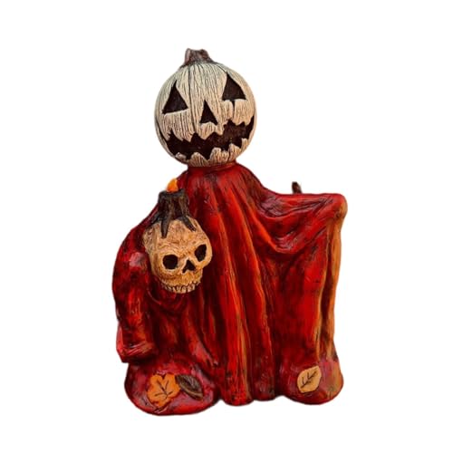 Kuntesetty Kürbiskopf-Umhang-Zauberer, Halloween-Miniaturfigur, Kunstharz, kreative Halloween-Basteldekoration für Partys, Autoregal, ROT von Kuntesetty