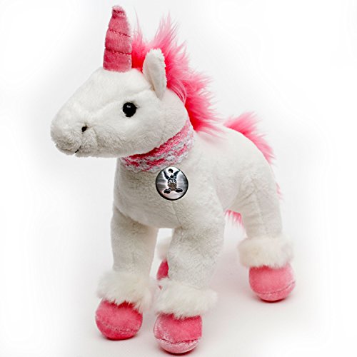 Einhorn Sky weiß-rosa stehend 25 cm Kuscheltier Plüschtier Plüscheinhorn Pferd mit Horn von Kuscheltiere.biz