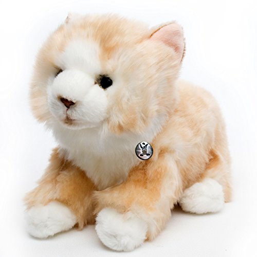 Katze Kuscheltier Maine Coon liegend Creme 30 cm Waldkatze Caramello von Kuscheltiere.biz