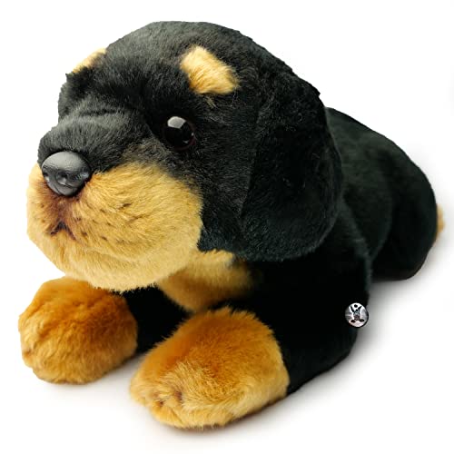 Rottweiler Kuscheltier Hund liegend schwarz-rot Plüschtier Brutus - Kuscheltiere*biz von Kuscheltiere.biz