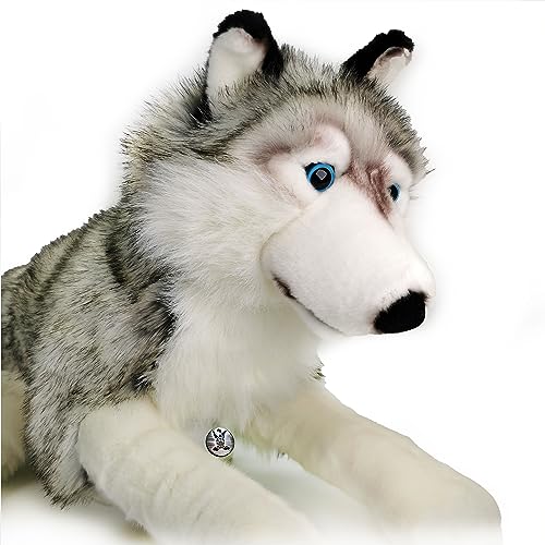 Wolf Husky Schlenkertier Grauwolf Plüschtier 80 cm XXL Schlenkerwolf ASKA von Kuscheltiere.biz