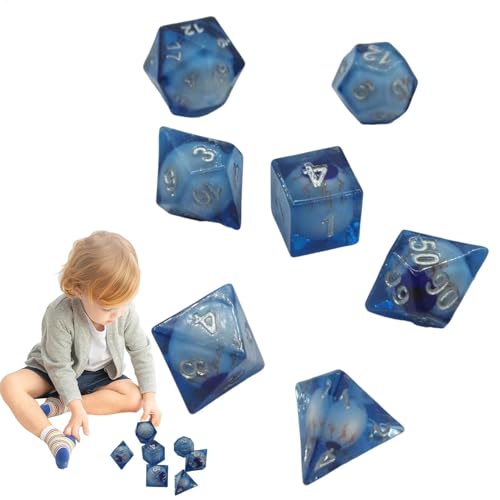 Kustimantu Brettspiel -Harzwürfel, Dragon Eye Dice Set - 7X Brettspiel Dragon Eye Harz Würfel,Freunde Familie Klassenkameraden interaktiv Spielen lustige Tabletop -Requisiten für das Sammeln, Dating von Kustimantu