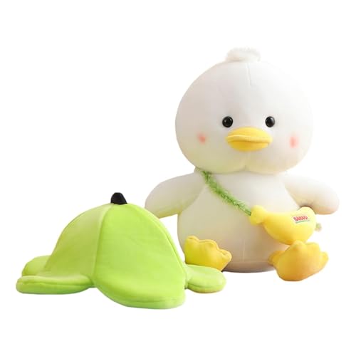 Kustimantu Entengestopftier, Entenplüsch, Weißer Cartoon Banana Duck Animal Doll, 25 cm/9,8 Zoll süße Stoffpuppe, weicher und entzückender schlafender Begleiter für und Mädchen von Kustimantu