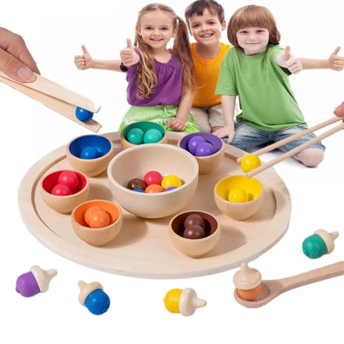 Kustimantu Farbklassifizierungsspielzeug, Farbanpassungsspiel | Pädagogische Farbsortierkugeln aus Holz - Farbklassifizierung für Kinder, kreatives sensorisches Spielzeug für Zuhause, Kindergarten von Kustimantu