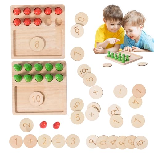 Kustimantu Holzzählspielzeug, Zählung von Peg Board,Blocknummer für Brettspiel - Safe Child Math Learning Board Sensorisches Spielzeug für Ostern, Kindertag, Thanksgiving von Kustimantu