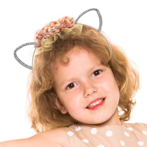 Kustimantu Tier Ohren Stirnband, Katzenohren Stirnband Kinder - Glitzer -Strass -Reifen Metallstirnband | Cosplay -Accessoires Foto -Requisiten, Haarband Tier Kopfstück für Frauen Mädchen verkleiden von Kustimantu