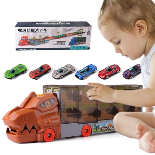 Kustimantu Transport-Dinosaurier-LKW, Dinosaurier-Autotransport - Tragbares LKW-Auto-Spielzeug, faltbar | Spielzeug für Trägerfahrzeuge, Transport-Träger-LKW, Dinosaurier-Spielzeug für Kinder, von Kustimantu