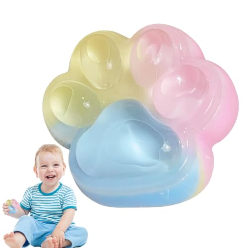 Big Cat Paw Silikon Squeeze Spielzeug, Stress Relief Squeeze Spielzeug Big Cat Paw, Dreifarbiges Regenbogen Katzenpfoten Quetschspielzeug, Regenbogen Farbe Cat Paw Squishy Spielzeug von Kuxiptin