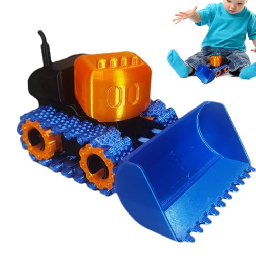 Kuxiptin 3D-gedrucktes Bulldozer-Spielzeug, BAU-LKW-Spielzeug - 3D-gedrucktes Spielzeugornament für Kinder, beweglicher Bulldozer | Erwachsene Sammlerstücke Radlader-Spielzeug für alle Altersgruppen von Kuxiptin