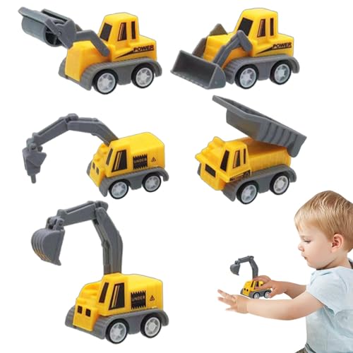 Kuxiptin Baufahrzeuge-Spielzeugset,Reibungskraftfahrzeug, Technischer Bauwagen, Kreatives und lehrreiches Mini-Autospielzeug für Kinder, Jungen und Mädchen ab 3 Jahren von Kuxiptin