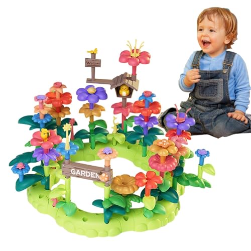 Kuxiptin Blumen-Bauset, Blumen-Bauspielzeugset,Vorschulkindergartenspielzeug - Lernspielzeug für Kinder, Stapelspiel für Kleinkinder, Spielset zum Sortieren und Stapeln von Spielzeug für die Vorschule von Kuxiptin