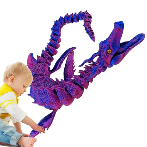 Kuxiptin Drache 3D gedruckt,3D-Druck Drache - Flexible3D-Drachen mit flexiblen Gelenken,Voll beweglicher Drache, Chefschreibtischspielzeug, Zappeldrache für Kinder und Erwachsene von Kuxiptin