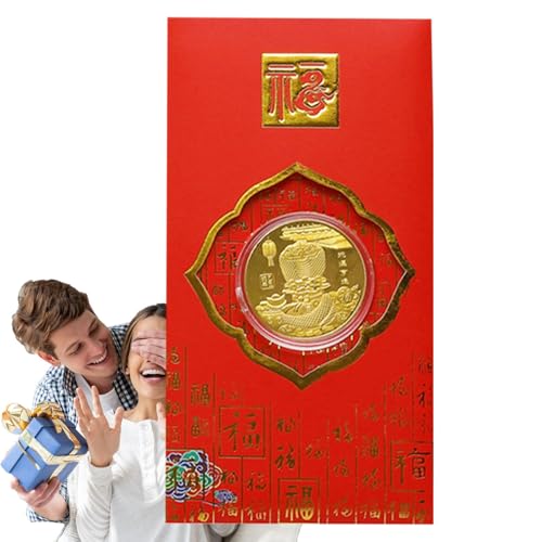 Kuxiptin Gedenkmünze zum Jahr der Schlange,Münze zum Jahr der Schlange - Chinesische Souvenirmünze | Chinesische Neujahrs-Schlangenmünze mit rotem Paket für Kinder, Erwachsene, Freunde von Kuxiptin