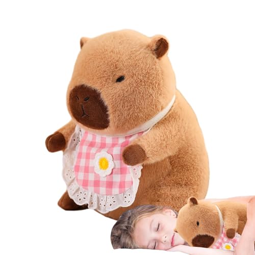 Kuxiptin Gefülltes Capybara, Capybara Stofftier, Niedliches Capybara-Kuscheltier mit Lätzchen, Weiches Puppenkissen, Plüschpuppenspielzeug, Stofftier, Capybara-Spielzeug für Kinder und Erwachsene, von Kuxiptin