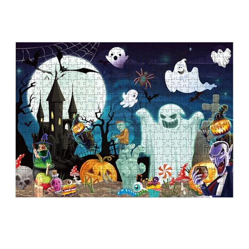 Kuxiptin Gruselige Halloween-Puzzles,Halloween-Puzzles, 1000 Teile Puzzle Halloween-Puzzle, Helle Farben, lebendiges Halloween-Spielzeug für Halloween, Neujahr, Weihnachten, Ostern von Kuxiptin