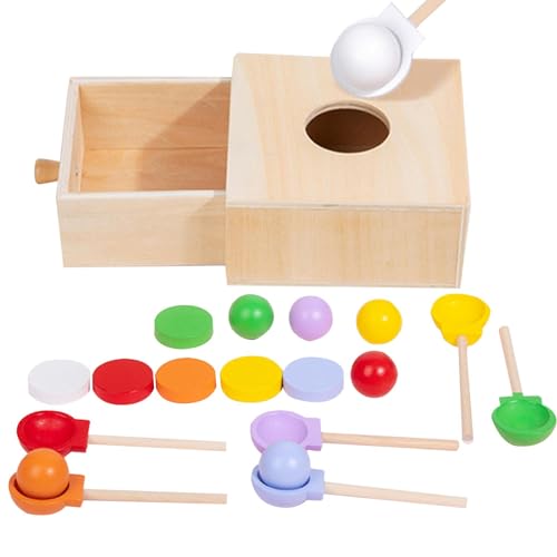 Kuxiptin Hölzerne Ball-Drop-Spielzeuge, hölzerne Münzbox - Hand-Auge-Koordinationsspielzeug | Entwicklungsmünz-Matching-Box für Hand-Auge-Koordination, pädagogische Farbformsortierung für das Lernen von Kuxiptin