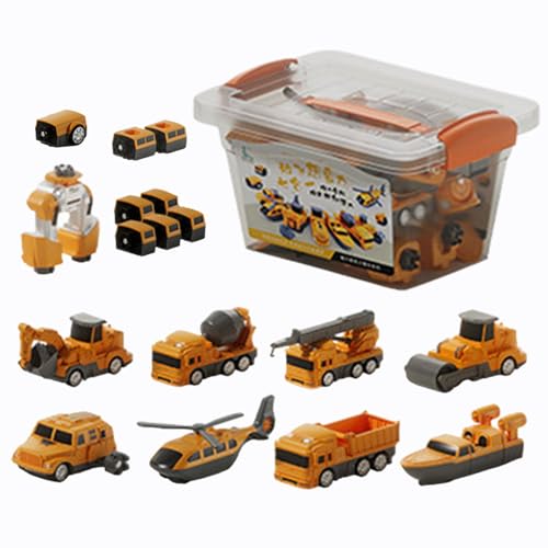 Kuxiptin Kinderspielfahrzeuge, zusammengebautes Spielzeugauto, Verwandelnde Bauautos, Spielzeugfahrzeuge für Kinder, Aufbewahrungsbox inklusive Sammelfiguren -Blöcke für Kindergarten, Schlafzimmer von Kuxiptin