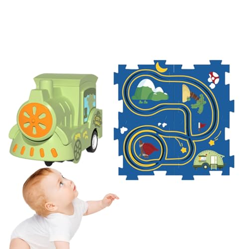 Kuxiptin Puzzlematte „Eisenbahnzug“ zusammenbauen, Kinderpuzzle-Eisenbahnwagen-Spielset | Elektrisches Gleiswagen-Set, Puzzle-Gleis-Spielset zusammenbauen - Straßenbauer, pädagogisches von Kuxiptin