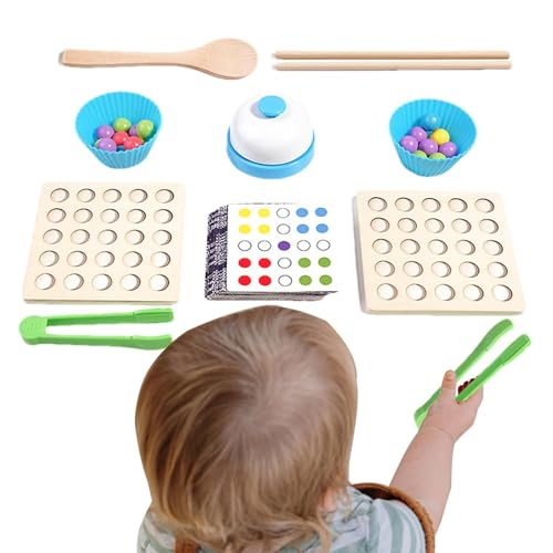 Kuxiptin Zählspielzeug für Kinder, Farbsortierung, stapelbares passendes Spielzeug - Holzclip-Perlen-Zählspielzeug - Montessori-Spielzeug zum Erlernen der Farberkennung für Zuhause, Schule, Reisen, im von Kuxiptin