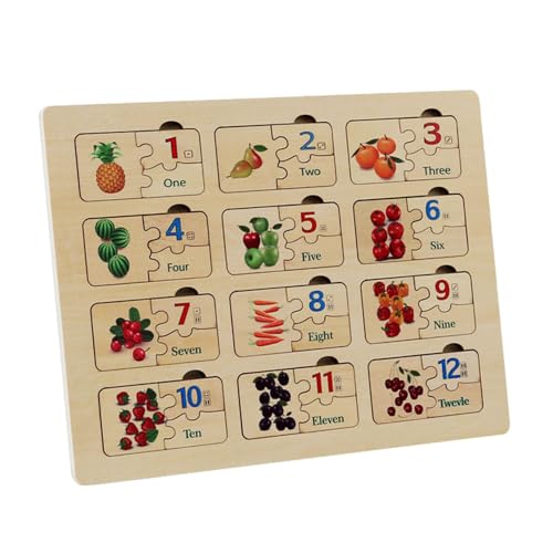 Kuxiptin Zahlen-Matching-Puzzle, Holz-Zahlenpuzzle - Kognitives Zahlenrätsel-Spiel | Kognitives Lernen, pädagogisches Aktivitätsbrett, Spielzeug für frühe Entwicklungsfähigkeiten für Kinder von Kuxiptin