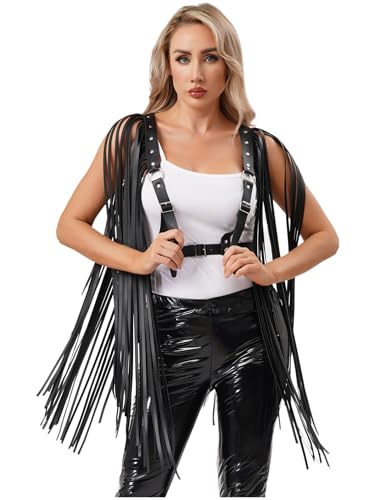 Kvysinly Fransen Harness Damen Unterhemd Lackiert Crop Top Mit Trägern Abendkleid Festival Outfit Clubwear Schwarz Einheitsgröße Kvysinly Fransen Harness Damen Unterhemd Lackiert Crop Top Mit Trägern Abendkleid Festival Outfit Clubwear Schwarz Einheitsgröße von Kvysinly