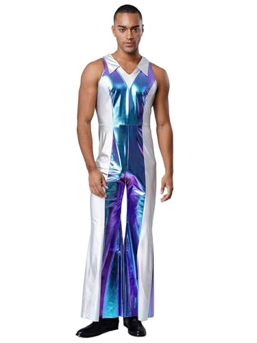 Kvysinly Glänzende Metallische Kombination Ärmelloses Discokostüm Der er Jahre Holographischer Bodysuit Für Herren Rave Clubwear Blau M Kvysinly Glänzende Metallische Kombination Ärmelloses Discokostüm Der er Jahre Holographischer Bodysuit Für Herren Rave Clubwear Blau M von Kvysinly