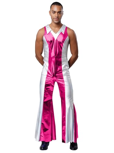 Kvysinly Glänzende Metallische Kombination Ärmelloses Discokostüm Der er Jahre Holographischer Bodysuit Für Herren Rave Clubwear Dunkelrosa XL Kvysinly Glänzende Metallische Kombination Ärmelloses Discokostüm Der er Jahre Holographischer Bodysuit Für Herren Rave Clubwear Dunkelrosa XL von Kvysinly