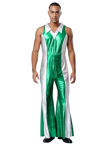 Kvysinly Glänzende Metallische Kombination Ärmelloses Discokostüm Der er Jahre Holographischer Bodysuit Für Herren Rave Clubwear Grün L Kvysinly Glänzende Metallische Kombination Ärmelloses Discokostüm Der er Jahre Holographischer Bodysuit Für Herren Rave Clubwear Grün L von Kvysinly