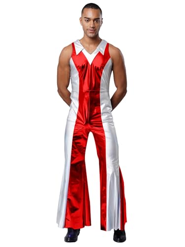 Kvysinly Glänzende Metallische Kombination Ärmelloses Discokostüm Der er Jahre Holographischer Bodysuit Für Herren Rave Clubwear Rot XL Kvysinly Glänzende Metallische Kombination Ärmelloses Discokostüm Der er Jahre Holographischer Bodysuit Für Herren Rave Clubwear Rot XL von Kvysinly