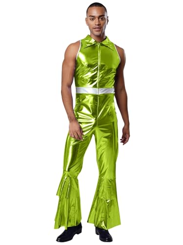 Kvysinly Glänzender Metallischer Anzug Für Herren er Jahre Disco Kostüm Holographisches Unterhemd Bodysuit Karneval Halloween Clubwear Grün 3XL Kvysinly Glänzender Metallischer Anzug Für Herren er Jahre Disco Kostüm Holographisches Unterhemd Bodysuit Karneval Halloween Clubwear Grün 3XL von Kvysinly