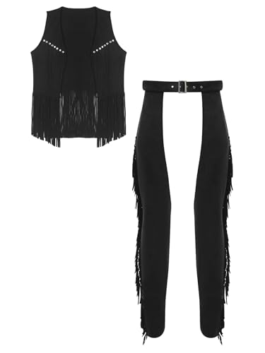 Kvysinly Herren Cowboy Western Kostüm Mit Fransenweste Und Chaps Hose Cowboy Halloween Karneval Clubwear Schwarz XL Kvysinly Herren Cowboy Western Kostüm Mit Fransenweste Und Chaps Hose Cowboy Halloween Karneval Clubwear Schwarz XL von Kvysinly