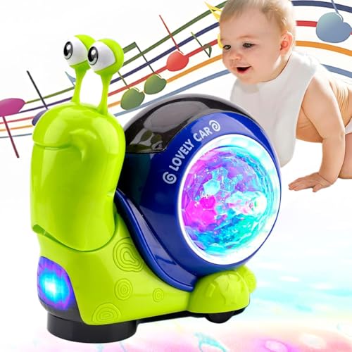 Kyduu Leuchtendes Schneckenspielzeug, Schnecke Krabbelspielzeug mit Lichter und Musik mit Automatischer Hindernisvermeidung, Musik Baby Spielzeug 6-36 Monate, Musikspielzeug mit automatischer (Grün) von Kyduu