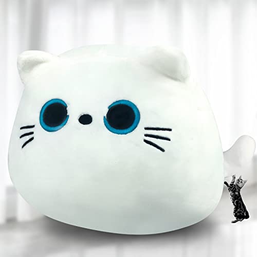 Kyduu Plüschtier Katze, Katze Plüschtier, Stofftier Kawaii Katze, Weiß Katzen Plüschtier, Plüschkissen Spielzeug, Kuscheltier Ausgestopftes Tier, Weighted plushie, Squishmallow katze, Cat plush (400g) von Kyduu