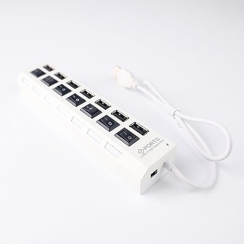 Kyglaring LED-Beleuchtungszubehör - Weiß USB HUB Kabel - Zum Selbermachen Ihrer Bausteine - Packung 1 (7 Steckdosen) von Kyglaring