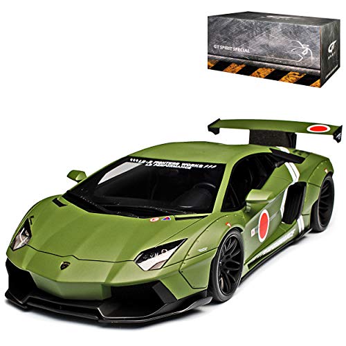 Kyosho Lamborgihini Aventador Coupe Kaki Grün LB Performance Liberty Walk Ab 2011 Nr GTS18502K 1/18 GT Spirit Modell Auto von Kyosho