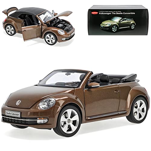 Kyosho Volkwagen Beetle Cabrio Toffee Braun Metallic Ab 2012 1/18 Modell Auto mit individiuellem Wunschkennzeichen von Kyosho