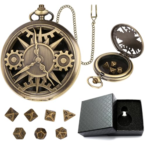 Kytpyi Würfel, Würfelset, Retro Würfel Set mit 7 Polyedrische Würfel 1 1 Geschenkbox für Rollenspiel Spiele Dungeons and Dragons, Kompakt Tragbar Metall Dice Set für Reise Party Camping(Zahnrad) von Kytpyi