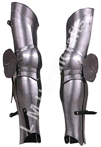 L M Handicrafts 16 Gauge (1,5 mm) Mittelalterliche Rüstung Full Leg German Gothic Steel Armor Bein Rüstung Beinpanzer Rüstung Cosplay Ren Faire Kostüm Samurai Rüstung Leder Armschutz Ritter Ritter von L M Handicrafts