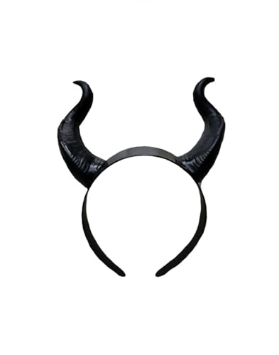 L'VOW Gothic Dämon Maleficent Horn Stirnband Realistisches Teufelshorn Kopfbedeckung Halloween Kostüm Cosplay (Schwarz) von L'VOW